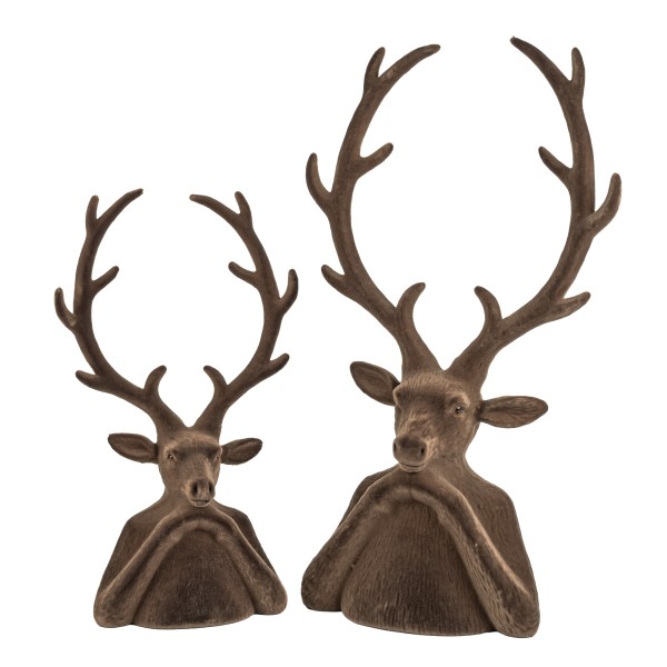 Büste Hirsch,Kunststoff, beflockt nussbraun