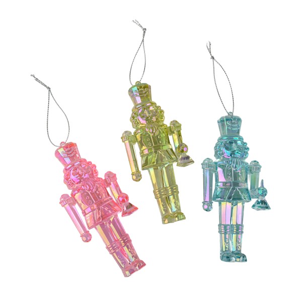 Hänger Nussknacker holographisch 3farbig sort. pink, blau grün