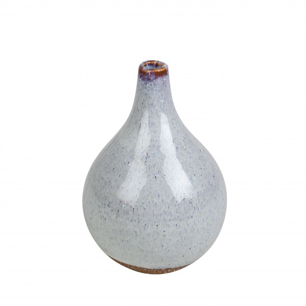 Keramik-Flasche Linda teilglasiert weiß, 9xh13cm, bauchig, schlanker Hals