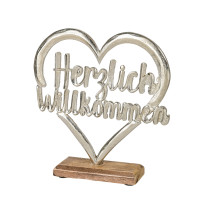 Herzlich Willkommen Aufsteller im Herz, Aluguss, 21x20x5cm Herzlich Willkommen Aufsteller im Herz, Aluguss, 21x20x5cm