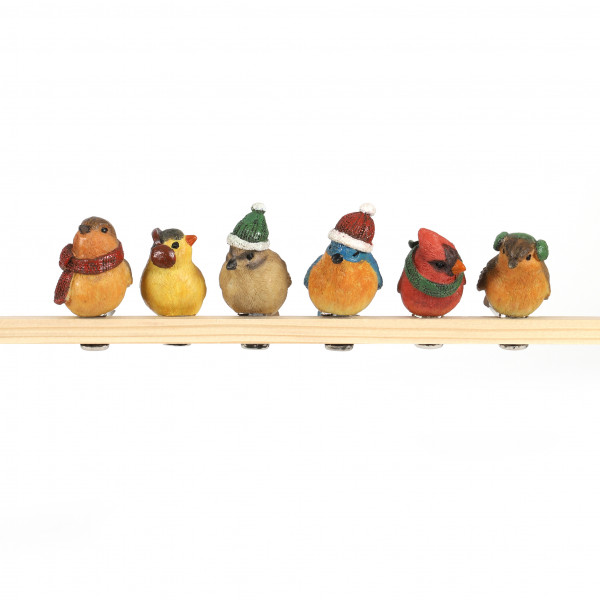 Poly Vogel am Klip, Weihnachts-Design 6 Modelle sortiert