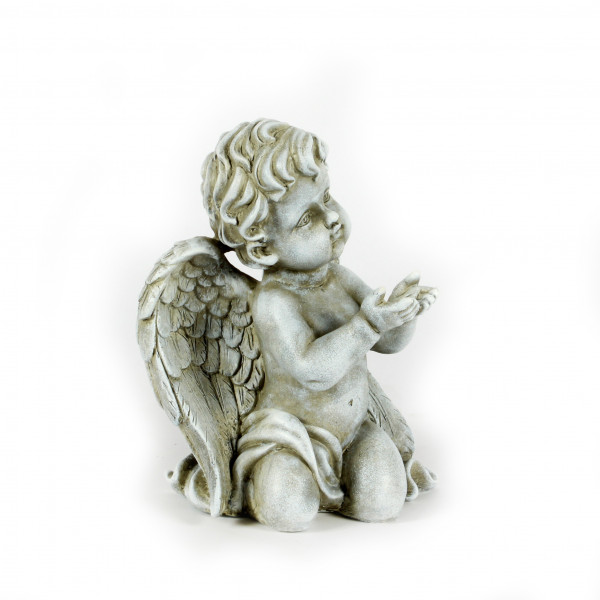 Trauer-Engel, kniend, 18x15xH. 23cm, grau-antik