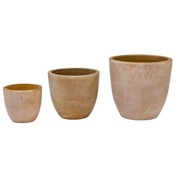 Terracotta Pflanz-Topf, bauchig Set/3 25xh22,32xh30,40xh40cm terrac-antik