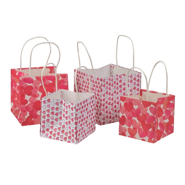 Papier-Pflanz-Tüte,Herzdesign sort. weiß-pink-rot