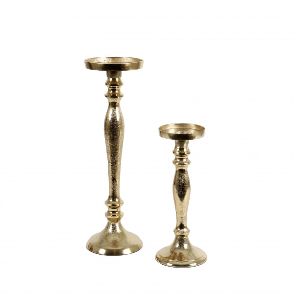 Kerzenleuchter, Stumpen+Spitzkerze gold