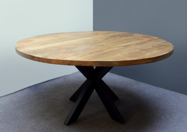 Tisch Eclipse Mangoholz-Vierkanteisen rund, 150x76 cm