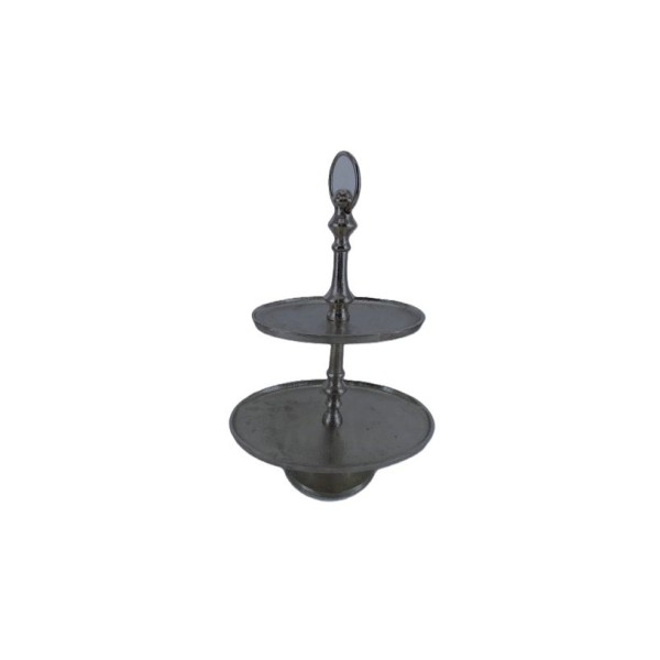 Tisch-Etagere Aluguss, mit 2 Böden, 28 x 20 x 38 cm, schwarz