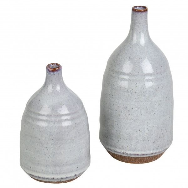 Keramik-Flasche Laura teilglasiert weiß
