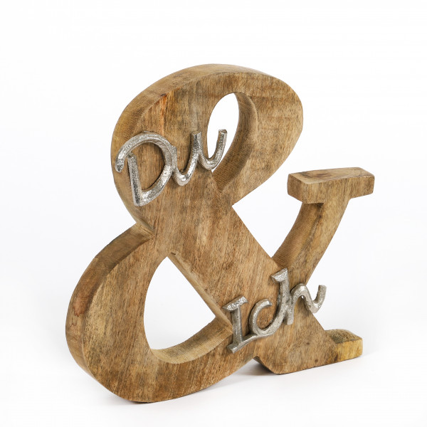 Schriftzug Du und Ich, Standdeko, Holz-Metall, 25x3,5xH25cm