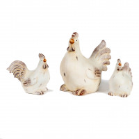 Magnesia Huhn Berta , 36x19xh32 cm weiß, brau-antik gewischt Magnesia Huhn Berta , 36x19xh32 cm weiß, brau-antik gewischt