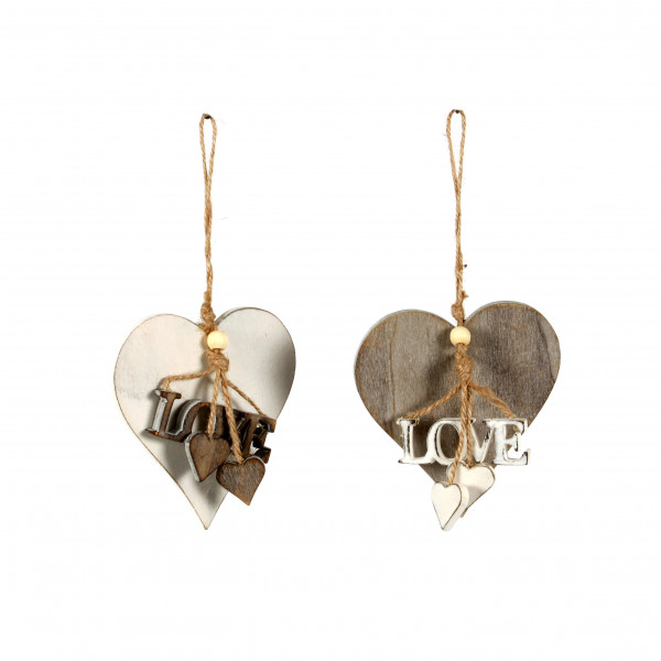 Holz Herz Hänger Love H11cm weiß/grau