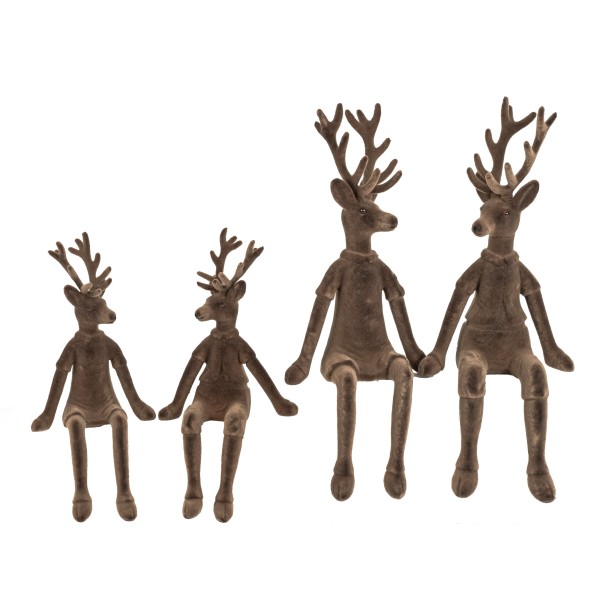 Kantenhocker Pärchen Hirsch, Kunststoff beflockt, nussbraun