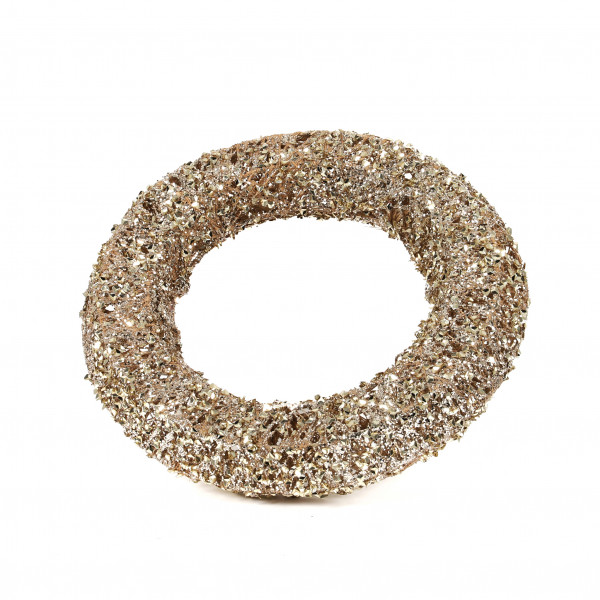 Kranz Mica Draht-Baumwolle, 30 cm champagner