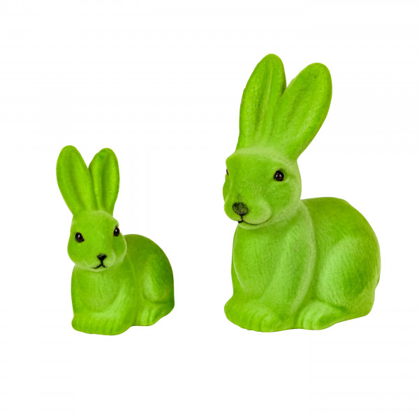 Hase Wuschel , sitzend, Kunststoff beflockt