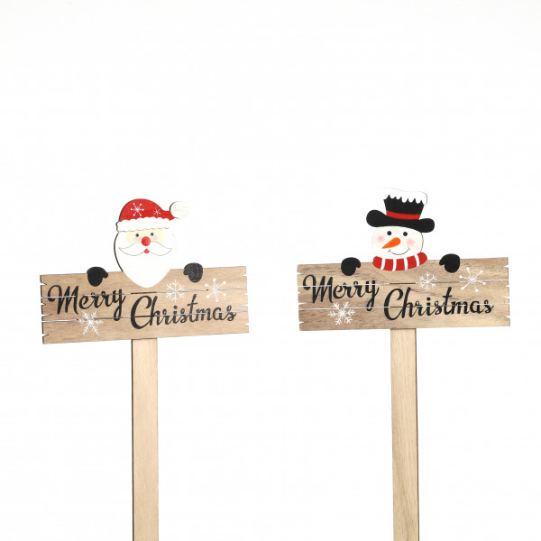 Dekostecker Frohe Weihnachten , Holz Niko/Schneemann, 52x22x1 cm