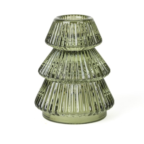 Glasbaum Stabkerzenhalter grün 6,5x8 cm