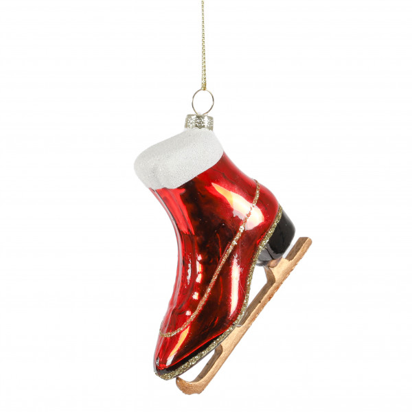 Baumschmuck Schlittschuh , Glas rot, 8.6x3x8 cm