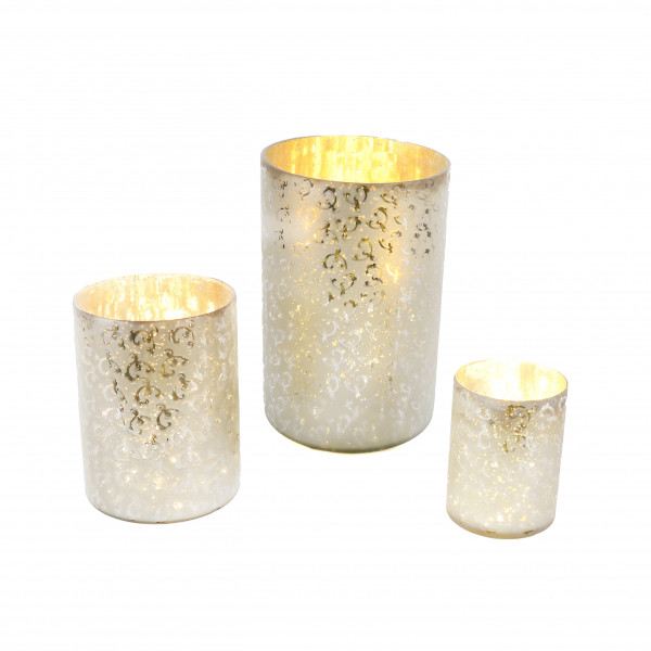 Windlicht Rankenmotiv , Glas, gold- champagner