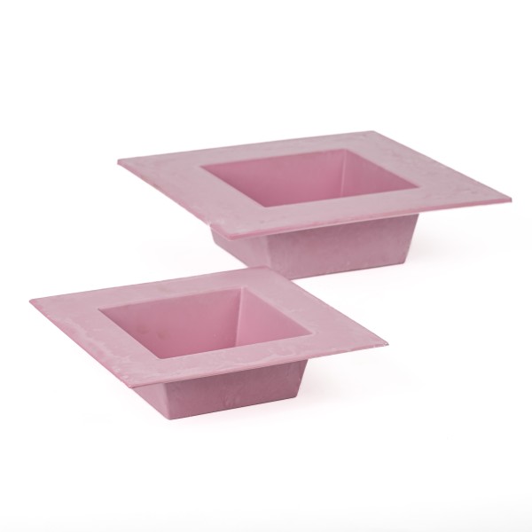 Kunststoff-Steckschale quadr,mit breitem Rand, rosa marmoriert