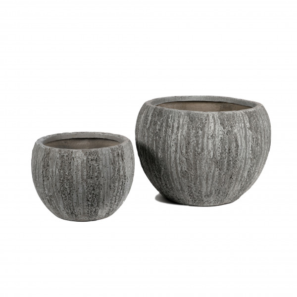 Fibrestone Pflanztopf granitoptik Set/2 weiß-antik 36xh26/50xh37cm