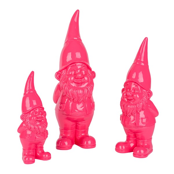 Poly-Gartenzwerg Flippy 11x12xh35 cm pink glänzend