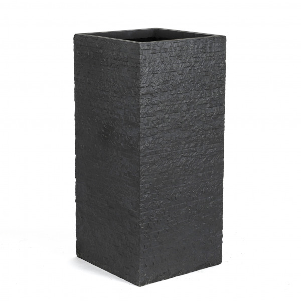 Fibrestone Vase quadr Schieferoptik dk grau, 33xh70cm