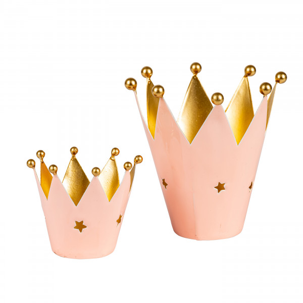 Metall Krone mit Sternausstanzung, außen rosa, innen gold