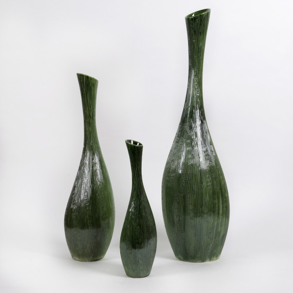 Keramik Flasche Lima, bauchig m.Struktur