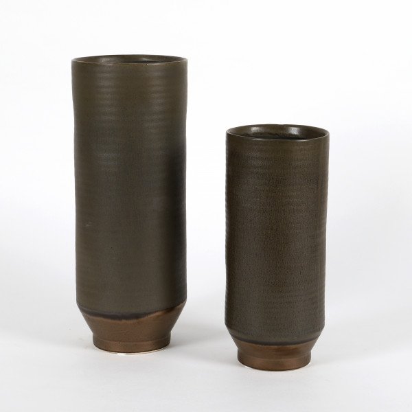 Keramik Zylinder-Vase Adriano blau-grau matt glasiert, 12xh28 cm