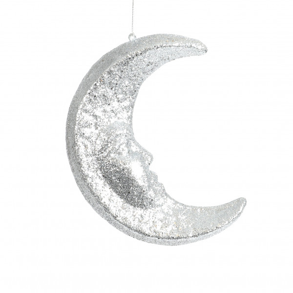 Deko-Mond z.hängen, Kunststoff, Glitzer