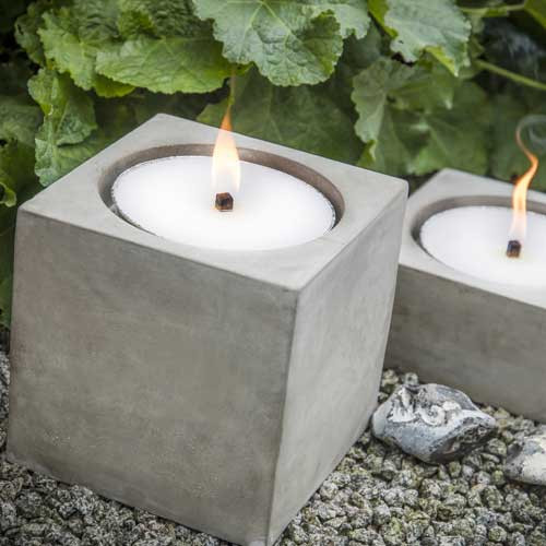 Flammschalen-Halter aus Beton, natur quadratisch, 21,5x21
