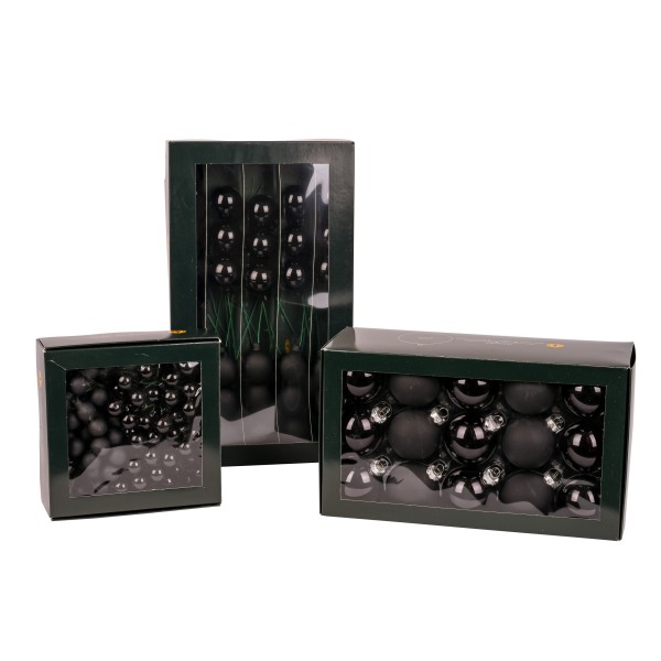 Glaskugeln, 80mm, Box/8 St. schwarz