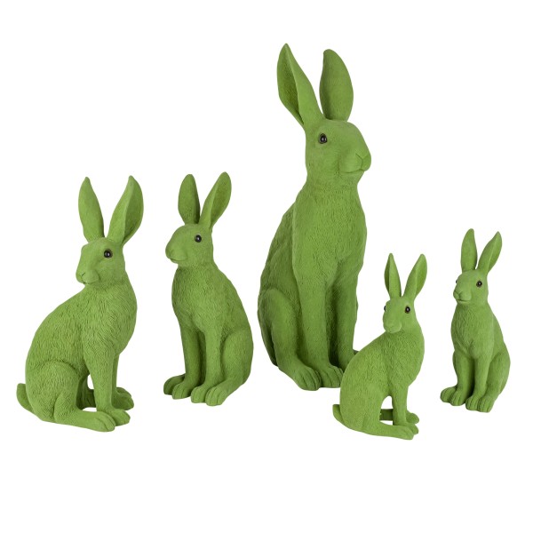 Hase Cedric , Poly, beflockt, sitzend, 2 Mod.sort., 25 cm, grün