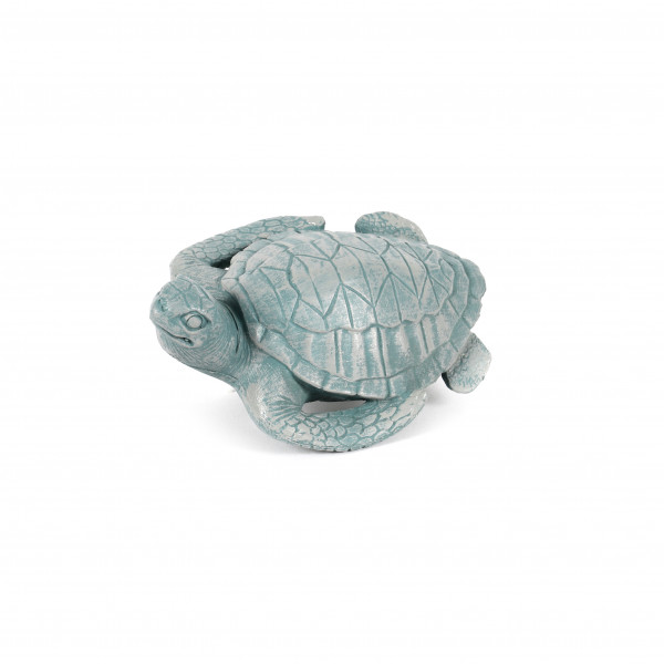 Schildkröte, Poly,blau grau, 16x11x6 cm