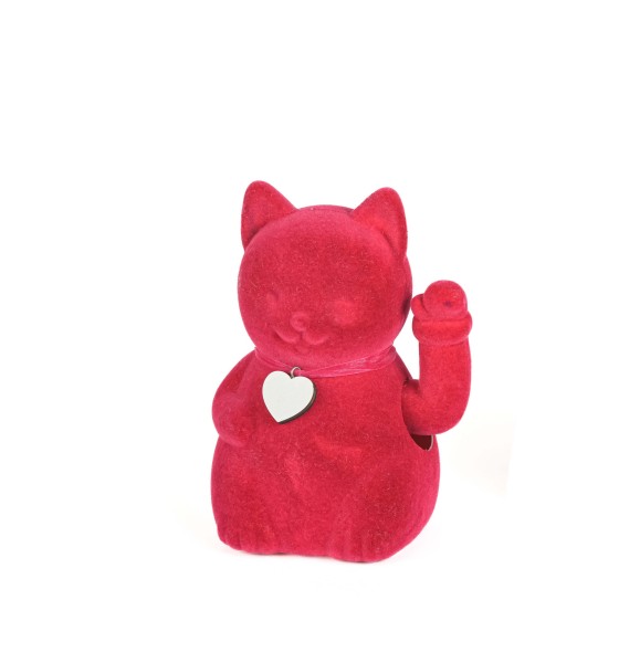 Winke-Katze,H17cm,Kunststoff beflockt,exklu. 1xAA Batt., pink