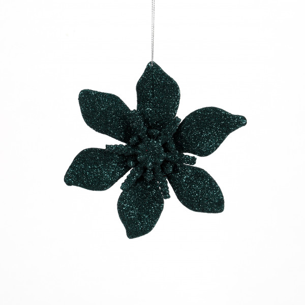 Ponsetie Glitter Kunststoff, 15 cm smaragdgrün