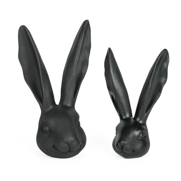 Poly Hasen Deko-Kopf mit langen Ohren schwarz
