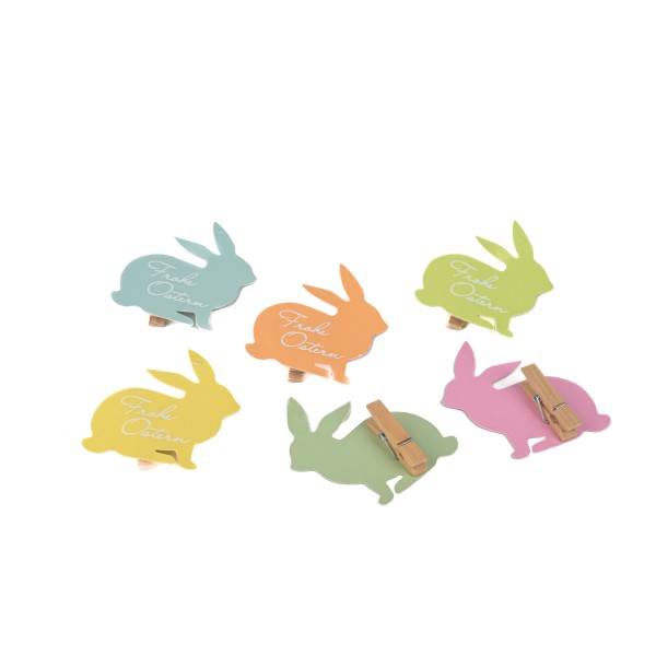 Geschenkanhänger Clip, Hase, bunt Btl/24 St.sort.,7x7cm