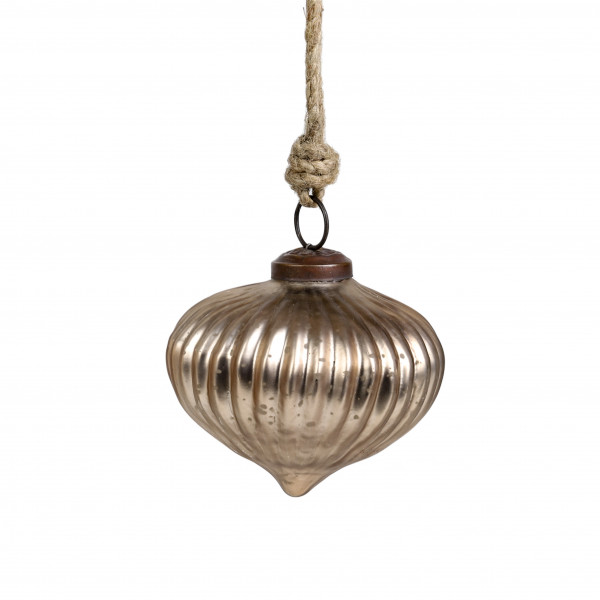 Barocke Deko Glaskugel zum hängen, alt gold, 8cm, mit Juteband