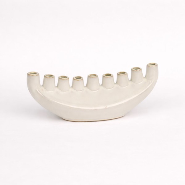 Keramik Vase Mailand für 9 Stiele, 29x 9xh12,5 cm, weiß antik glasiert