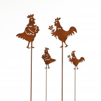 Metall-Stecker Hahn/Henne, 2 Mod sort Metall-Stecker Hahn/Henne, 2 Mod sort