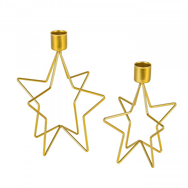 Spitzkerzenhalter 3D, Metall, Stern , gold