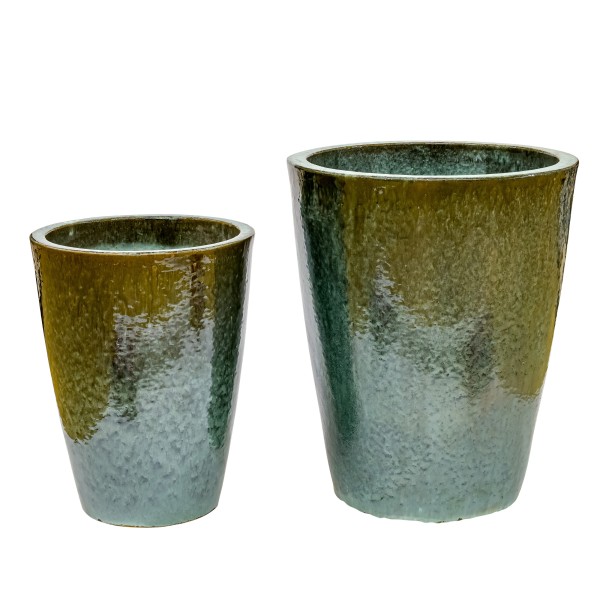 Outdoor Pflanz-Vase, Steinzeug jade-grün glasiert