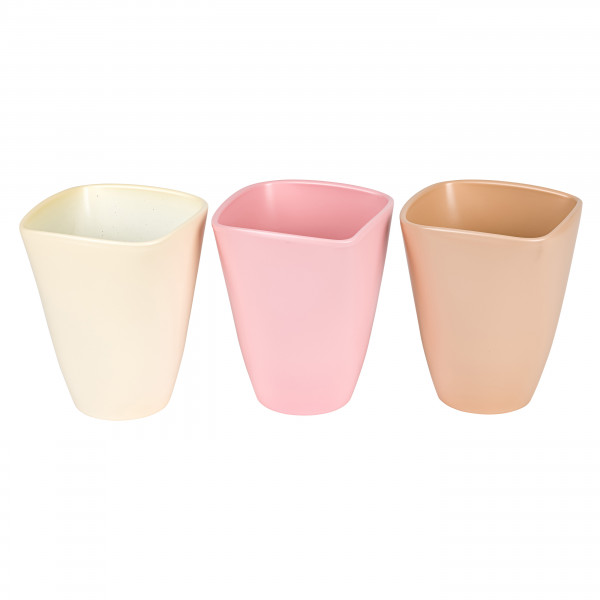 Keramik Orchideen - Topf, 14cm, 3 Farben sortiert, matt ivory/rosa/panna