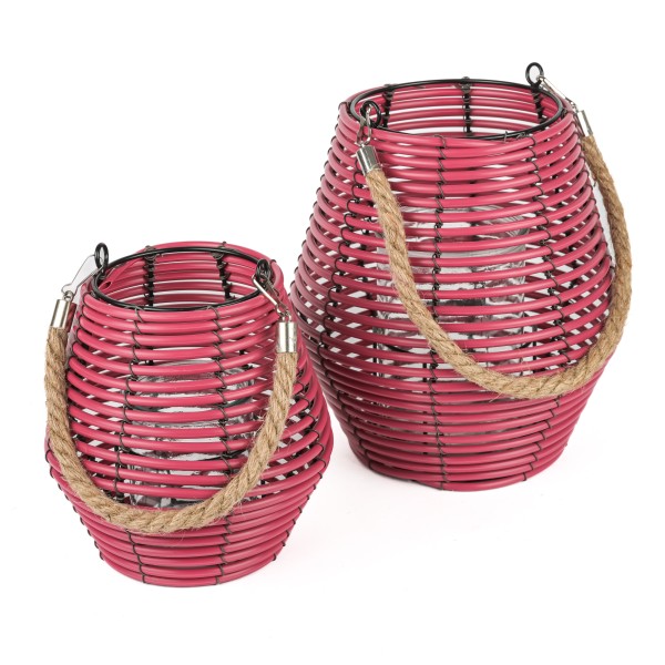 Poly Rattan Laterne geschwungen,mit Glas