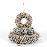 Rattan-Kranz wild geflochten weiß-antik Rattan-Kranz wild geflochten weiß-antik
