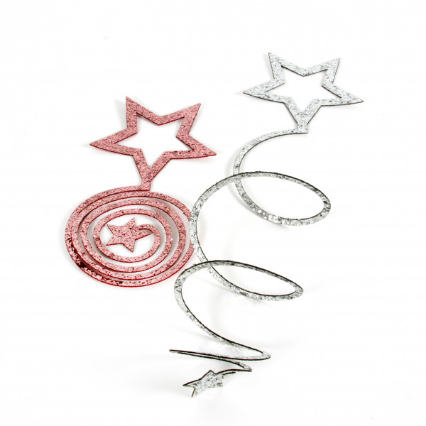 Stern z.hängen,Filz mit Glitte r,22x11 cm silber