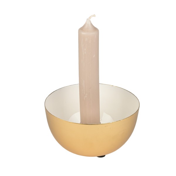 Spitzkerzenhalter weiß-gold 10 x 5,5 cm