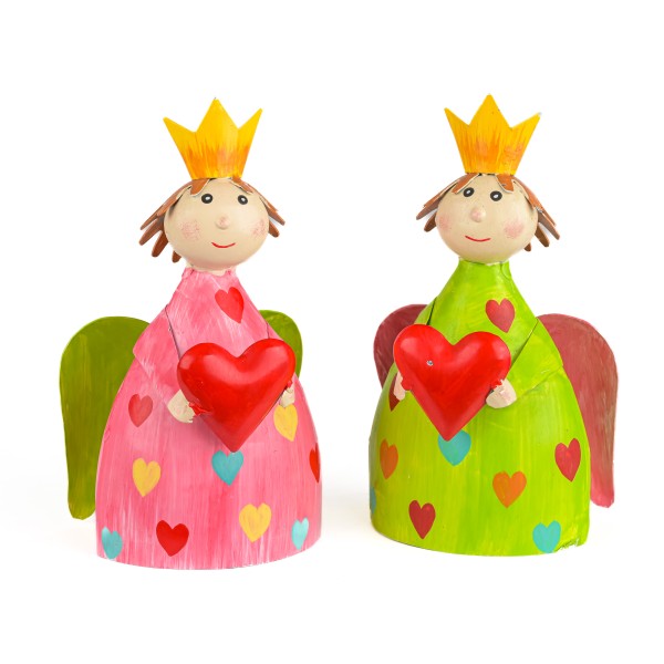 Metall-Engel,groß,9x8x15,2Farben sort mit Herz und Krone