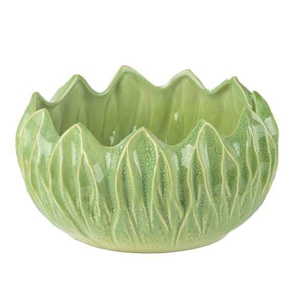 Keramik Schale Santa Cruz gezackt, 28x h 15cm, grün Reaktionsglasur